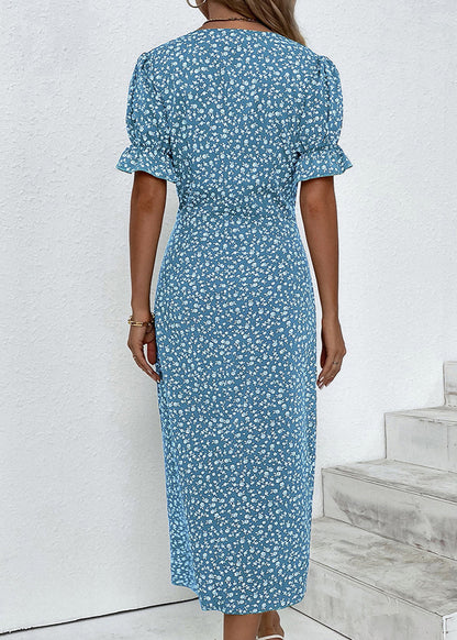 Sophie ~ Robe midi fleurie à manches courtes