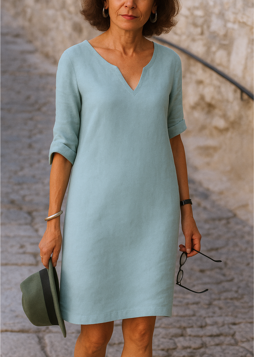 Ria ~ Robe élégante à col en V