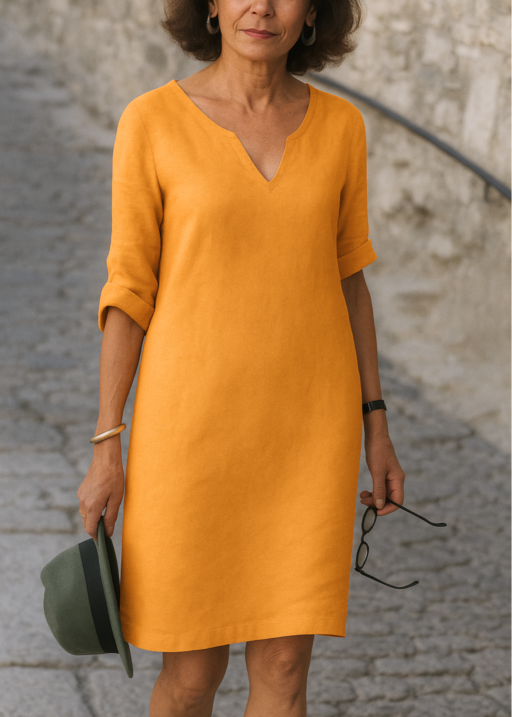 Ria ~ Robe élégante à col en V