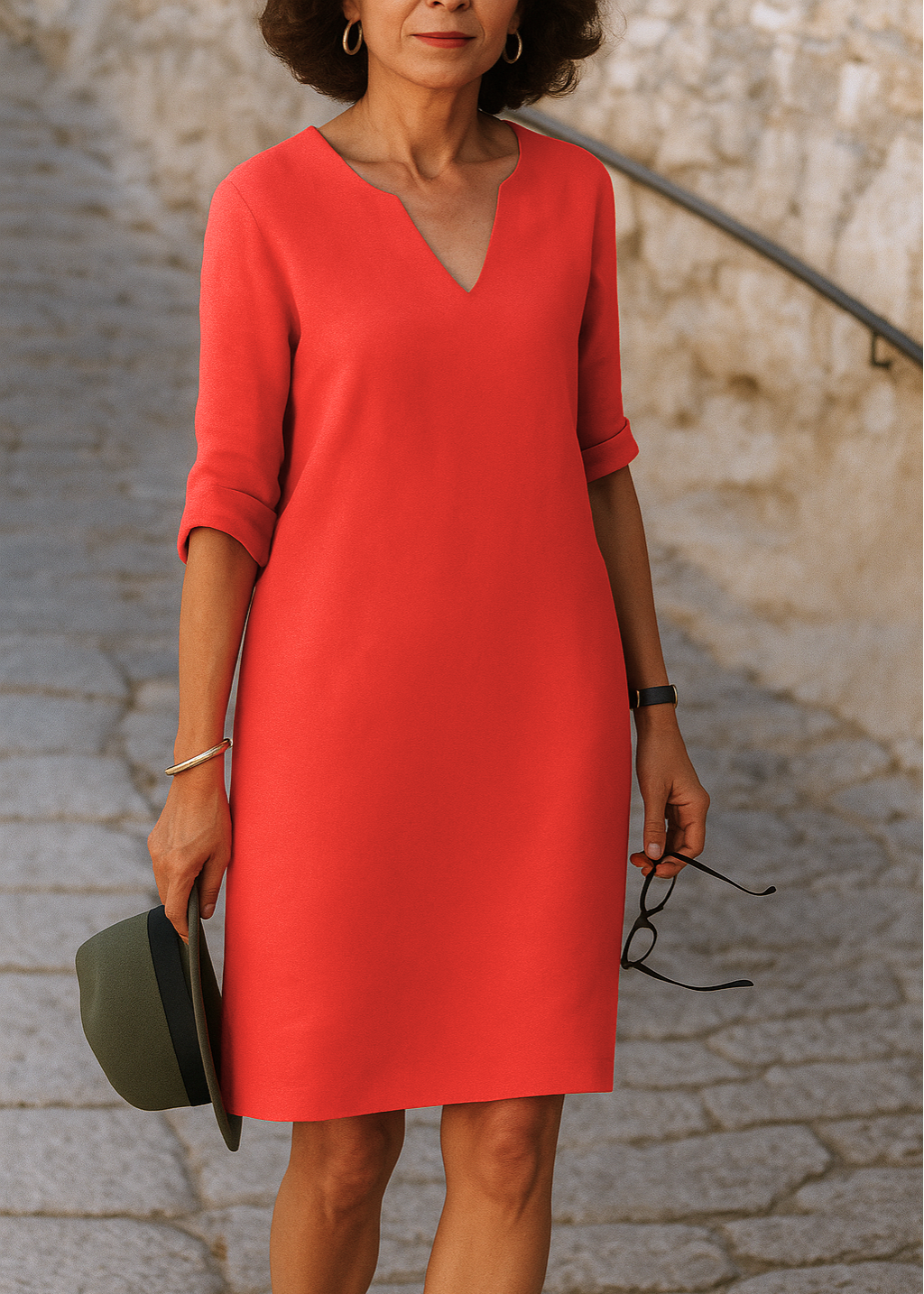 Ria ~ Robe élégante à col en V