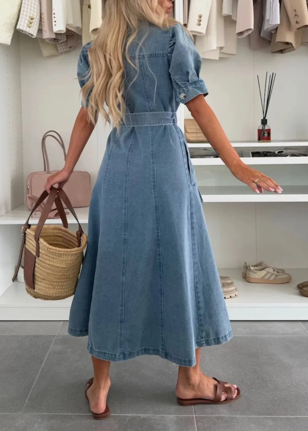 Anna ~ Robe maxi en denim avec manches