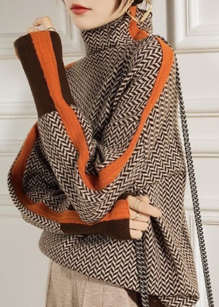 Eva ~ pull à col montant avec rayures contrastantes