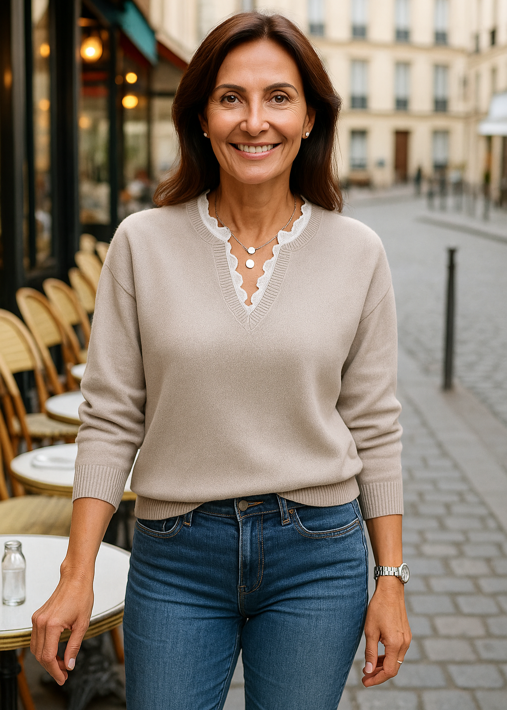 Alana ~ pull en maille à col v