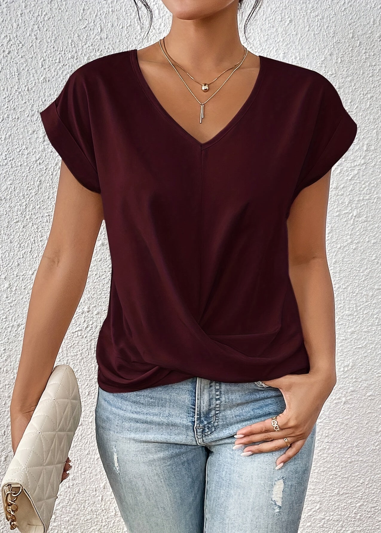 Cleo ~ T-shirt décontracté avec encolure cœur