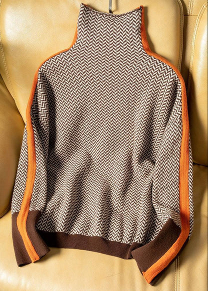 Eva ~ pull à col montant avec rayures contrastantes