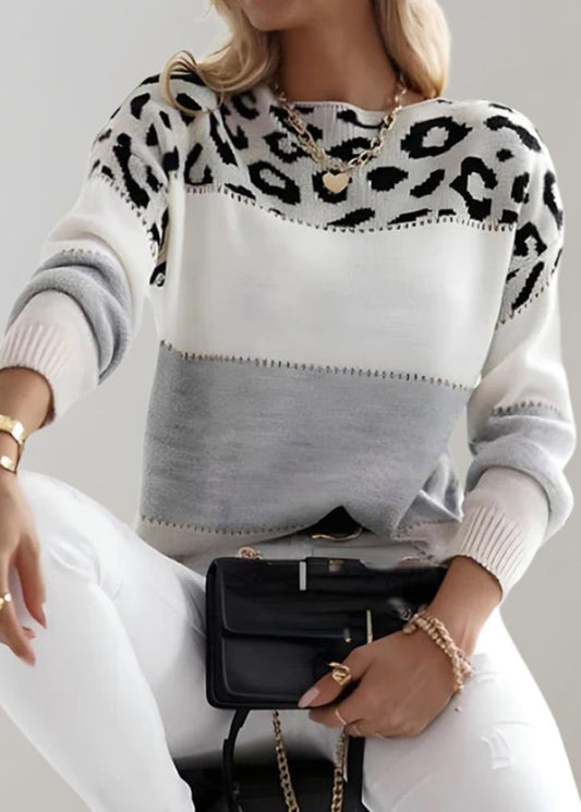 Fleur ~ pull à imprimé léopard